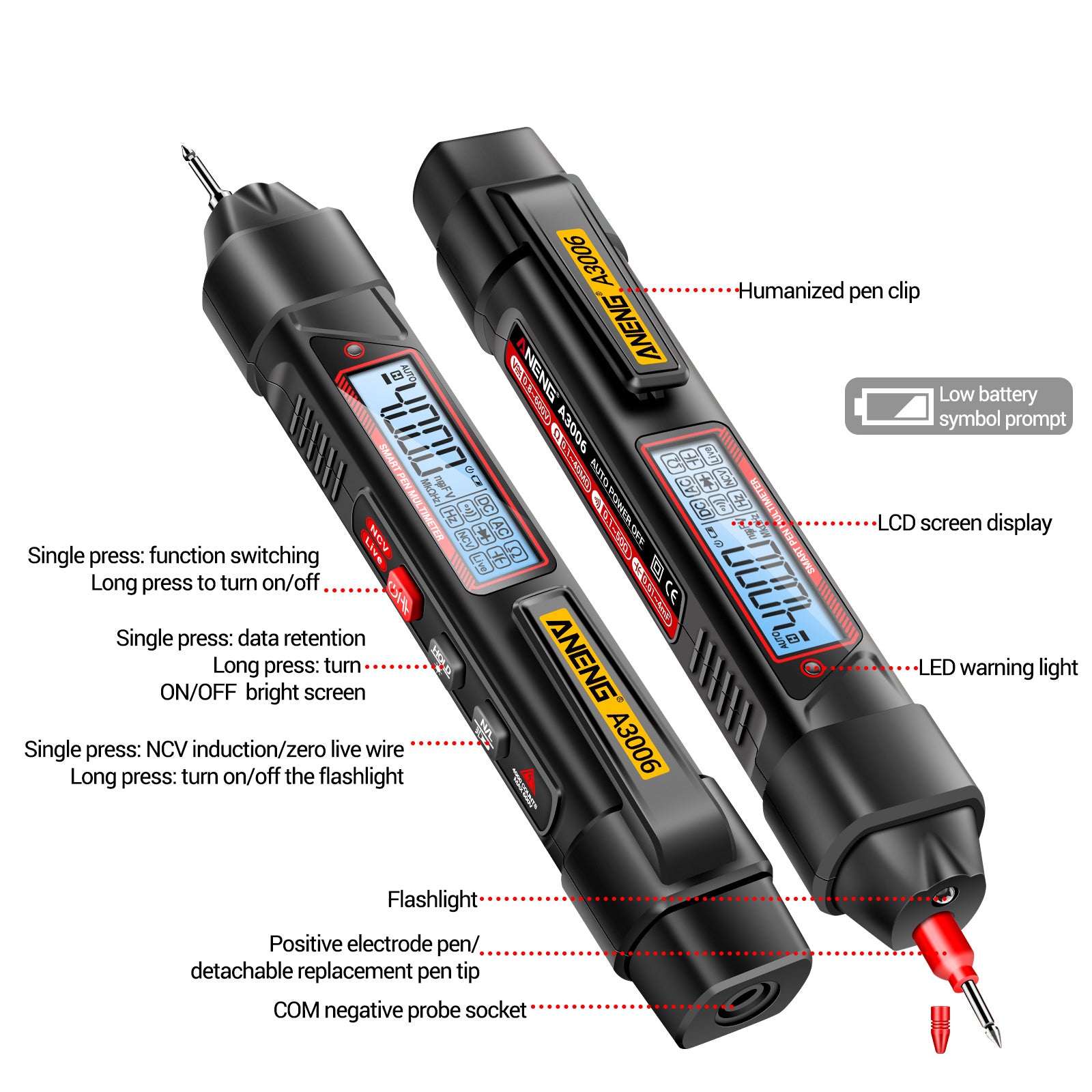 ANENG A3006 4000 Counts Digital Multimeter AC / DC Voltage Tester Electrician Tool, High-end Version ANENG A3006 4000 Counts Digital Multimeter AC / DC Voltage Tester Electrician Tool, High-end Version
